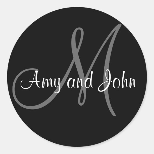 Noms et Sticker Mariage Monogramme initial noir (Devant)