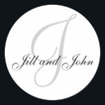 Noms et Sticker Monogramme initial Blanc et Noir<br><div class="desc">Enveloppe d'invitation Seal_Initial,  monogramme,  lettre Noms et monogramme initial Sticker noir et gris personnalisable Voici quelques autres modèles populaires de la Galerie Monogram!</div>
