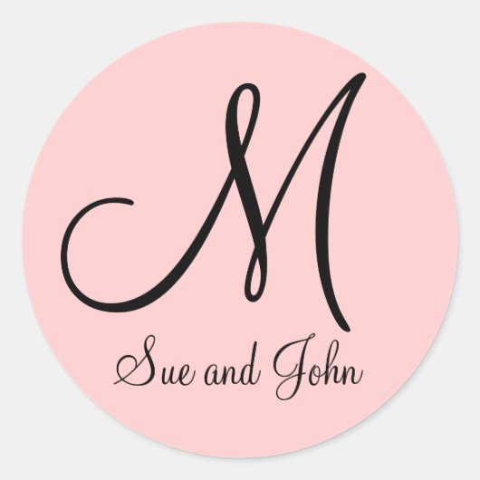 Noms Monogramme Initial Rose Wedding Favor Sticker (Devant)