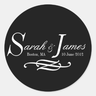 Noms Monogrammes Date Lieu Mariage Étiquettes