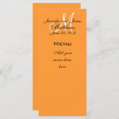 Noms Monogrammes Date Mariage Cartes de menu Orang (Devant / Derrière)