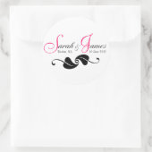 Noms Monogrammes rose Date Lieu Stickers Mariage (Sac)