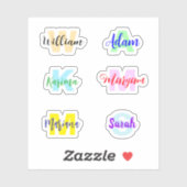 Noms monogrammes, Stickers imperméables transparen (Feuille)