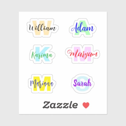 Noms monogrammes, Stickers imperméables transparen (Feuille)