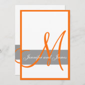 Noms oranges gris de monogramme du faire-part de (Devant / Derrière)