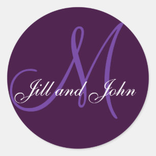 Noms pourpres et Sticker Mariage Monogramme initia