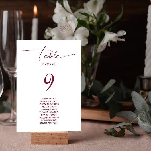 Noms simples des invités Mariages Numéro de table