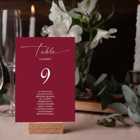 Noms simples des invités Mariages Numéro de table