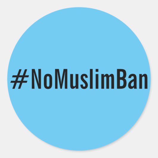 #NoMuslimBan, texte noir sur des autocollants bleu (Devant)