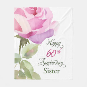Non 60th Anniversary Katholieke Jubileum Roze Roos Fleece Deken