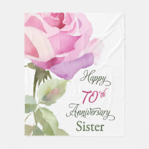 Non 70th Anniversary Zuster Jubileum Roze Roos Fleece Deken