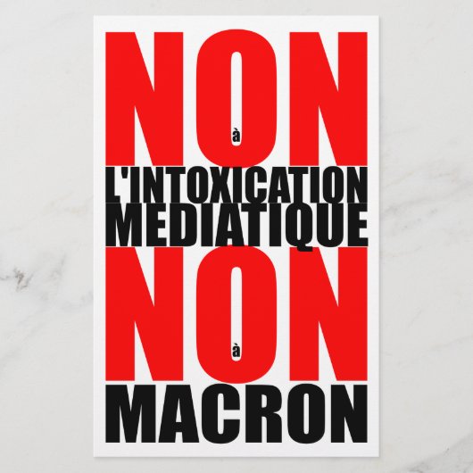 Non à l'INTOXICATION MEDIATIQUE NON à MACRON S Briefpapier (Voorkant)