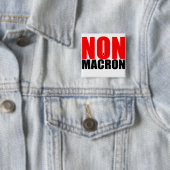NON à MACRON Badge Vierkante Button 5,1 Cm (In situ)