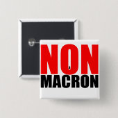 NON à MACRON Badge Vierkante Button 5,1 Cm (Voorkant /achterkant)