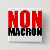 NON à MACRON Badge Vierkante Button 5,1 Cm (Voorkant)