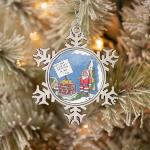 Non à Père Noël flocon de neige ornement en étain