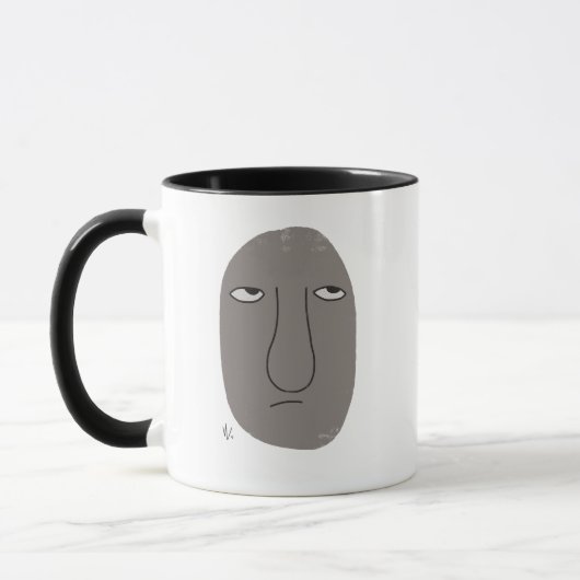 Non Amusé Cartoon Face Café Mug (Gauche)