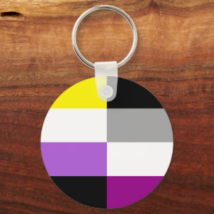 Non-binaire aseksuele dubbele pride vlag sleutelhanger