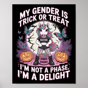 Non-binaire Halloween Eenhoorn voornaamwoorden Gee Poster