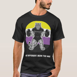 Non-binaire Pride Tijger Gewichtheffen T-shirt — G