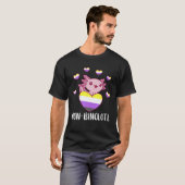 Non Binary Axolotl Heart LGBT Nonbinary Flag Gende T-shirt (Voorkant volledig)