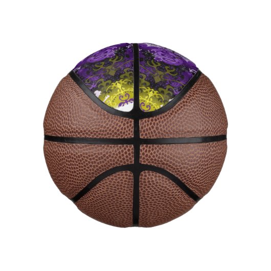 Non-Binary Dragon Damask - NonBinary Pride Vlag Basketbal (Rechts)