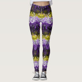 Non-Binary Dragon Damask - NonBinary Pride Vlag Leggings (Voorkant)