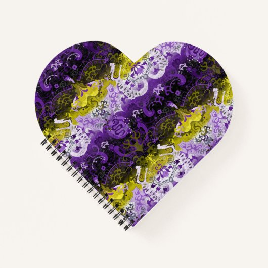 Non-Binary Dragon Damask - NonBinary Pride Vlag Notitieboek (Voorkant)