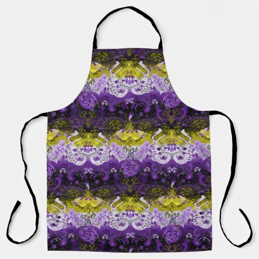 Non-Binary Dragon Damask - NonBinary Pride Vlag Schort (Voorkant)