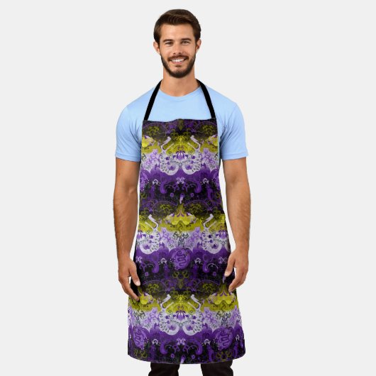 Non-Binary Dragon Damask - NonBinary Pride Vlag Schort (Gedragen)