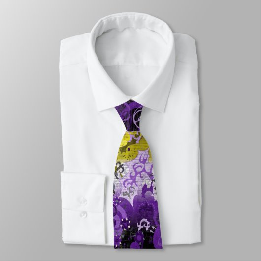 Non-Binary Dragon Damask - NonBinary Pride Vlag Stropdas (Gebonden)
