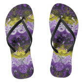 Non-Binary Dragon Damask - NonBinary Pride Vlag Teenslippers (Voetbed)