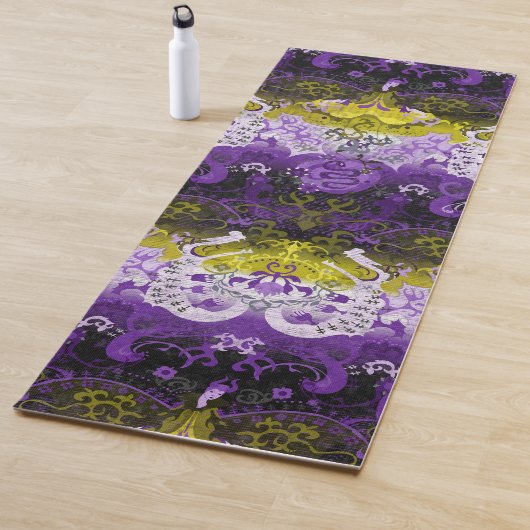 Non-Binary Dragon Damask - NonBinary Pride Vlag Yogamat (In situ)