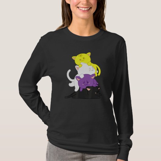 Non Binary  Non Binary Cat Lgbt Agender Supporter T-shirt (Voorkant)