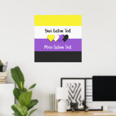 Non-binary pride flag with hearts poster (Thuiskantoor)