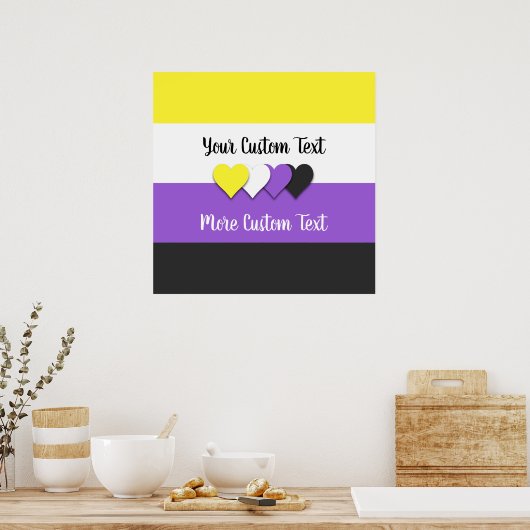 Non-binary pride flag with hearts poster (Keuken)