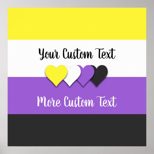 Non-binary pride flag with hearts poster (Voorkant)