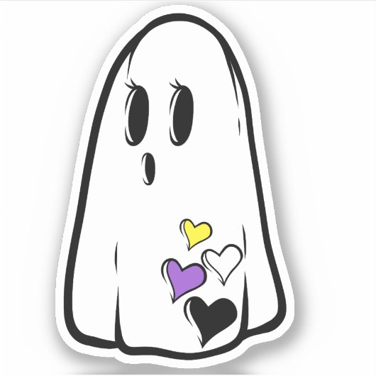 Non-Binary Pride Ghost Sticker (Voorkant)