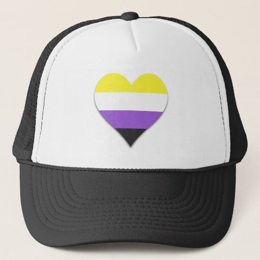 Non-binary pride heart Trucker Hat Pet (Voorkant)