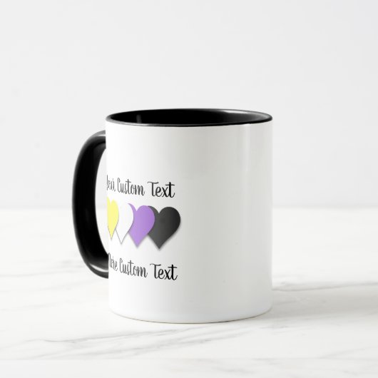 Non-binary pride hearts mug mok (Voorkant links)