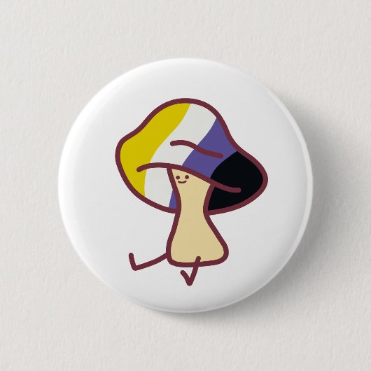 Non-Binary Pride Mushroom Pin  Ronde Button 5,7 Cm (Voorkant)