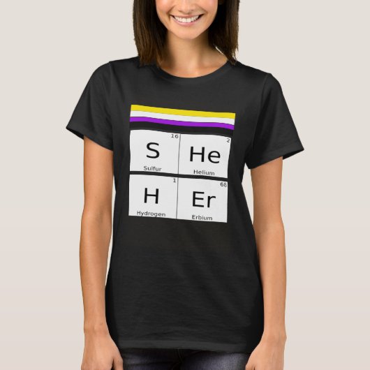 Non-Binary SHEHER Gender Pronouns Preference Ident T-shirt (Voorkant)