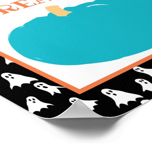 Non-food behandelingen Blauwgroen pompoen Hallowee Poster (Hoek)