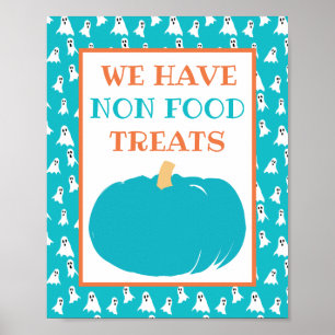 Non-food behandelingen Blauwgroen pompoen Hallowee Poster