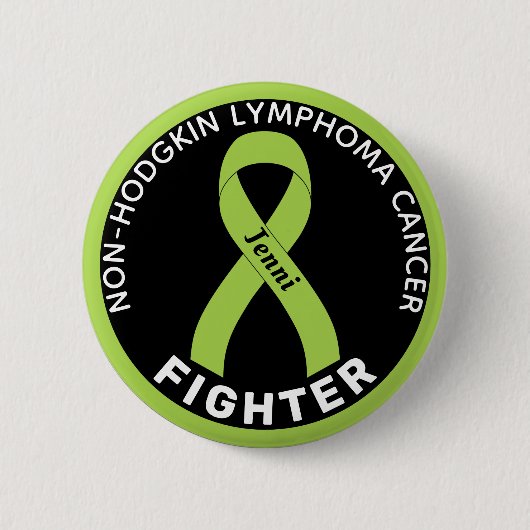 Non-Hodgkin Lymfoom Fighter Ribbon Black Button (Voorkant)