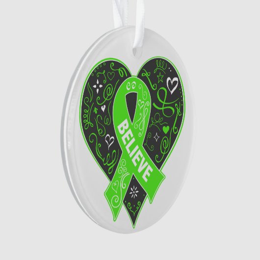 Non-Hodgkins Lymfoom Believe Ribbon Heart Ornament (voorkant)