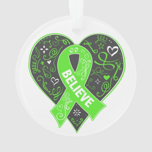Non-Hodgkins Lymfoom Believe Ribbon Heart Ornament (achterkant)
