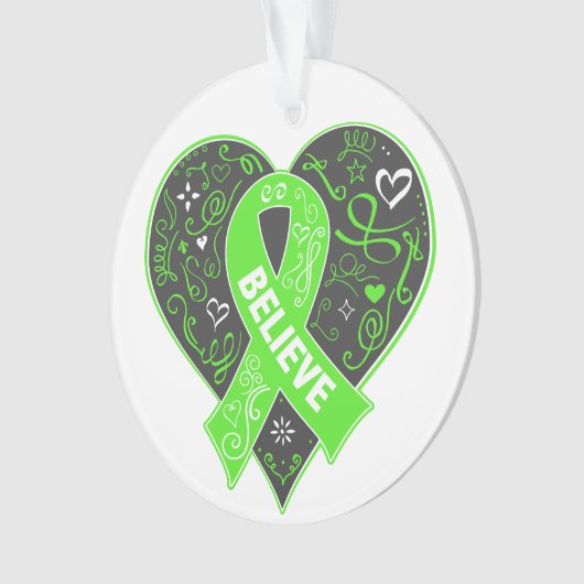 Non-Hodgkins Lymfoom Believe Ribbon Heart Ornament (voorkant)
