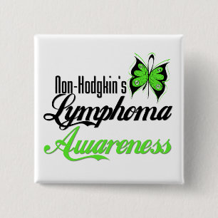 Non Hodgkins Lymphoma Awareness Butterfly Vierkante Button 5,1 Cm