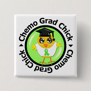 Non Hodgkins Lymphoma Chemo Afstudeerder Chick Vierkante Button 5,1 Cm